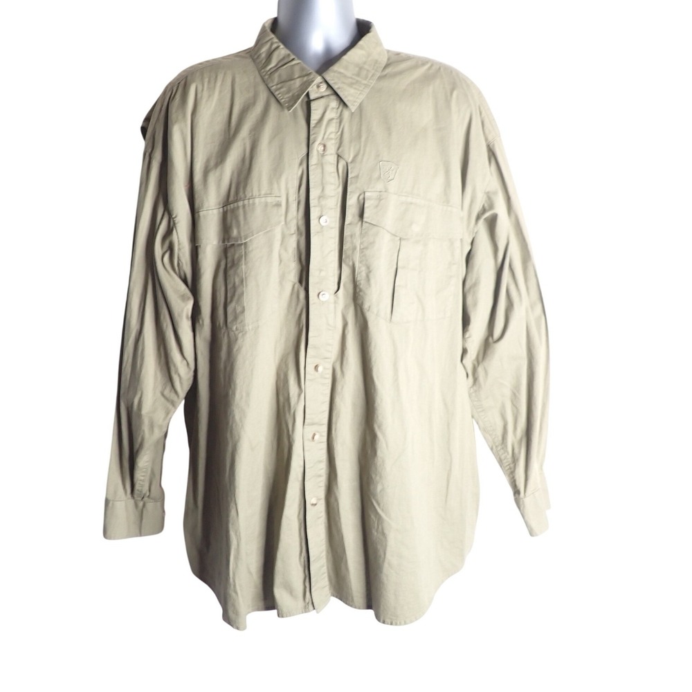 Browning Black Label Men's Tactical Long Sleeve Button Up Shirt Olive 2XL vented